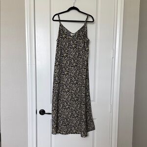 NATURAL LIFE Black background Floral Slip Maxi Dress